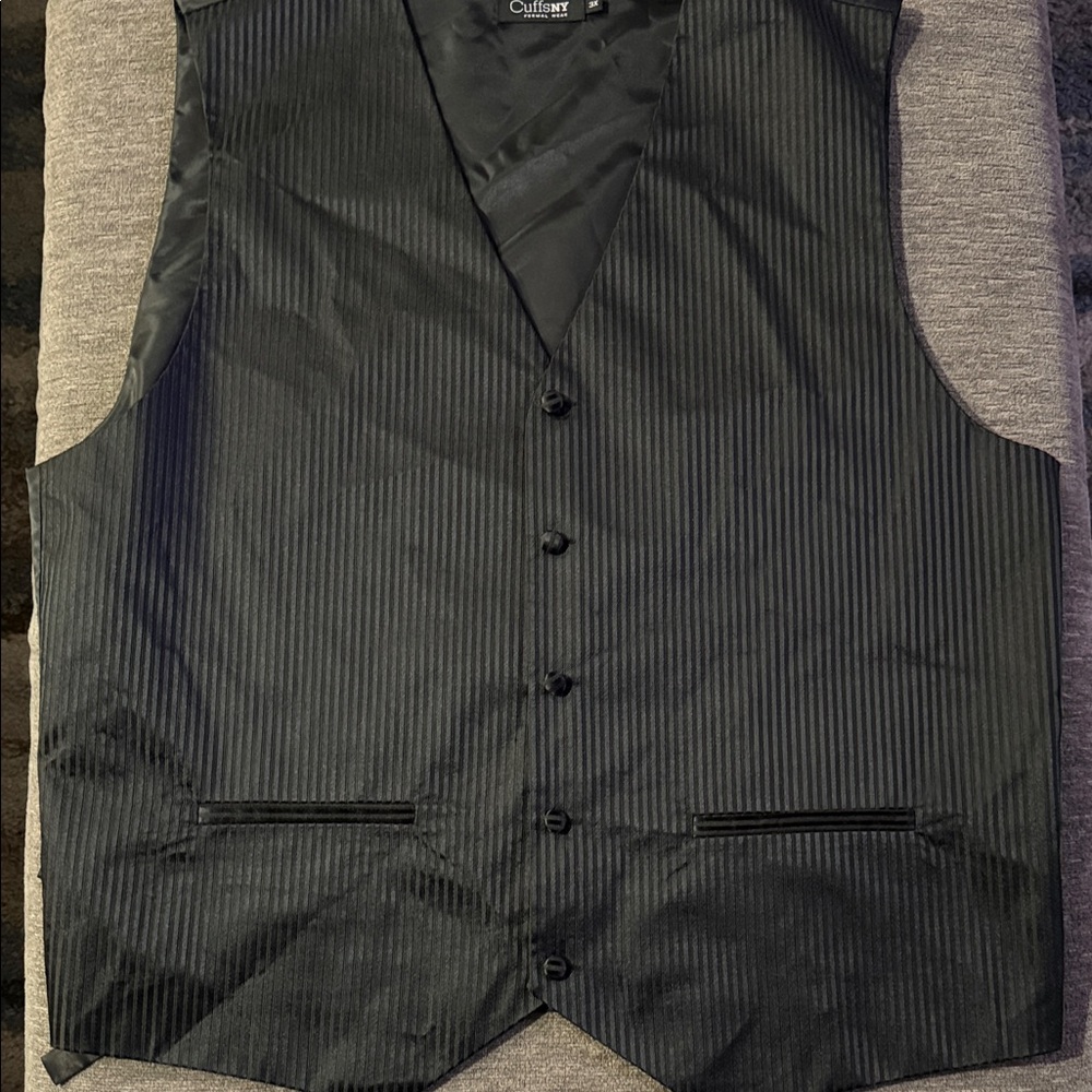 Men's Black Pinstripe Vest